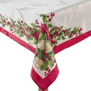 new Winter Wonderland 70" Round Christmas Garland & Bells Tablecloth